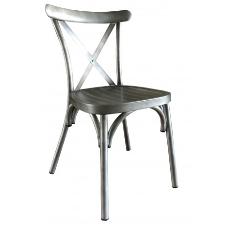 Cross Back Aluminium Dining Chair - Gun Metal Colour